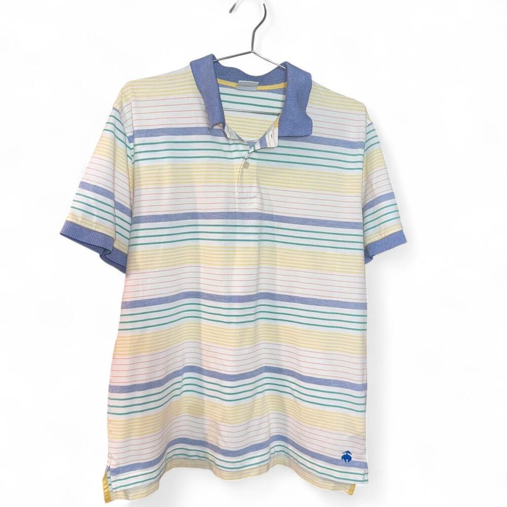Brooks Brothers Striped Polo Shirt Men XL Preppy Coastal 100% Supima Cotton Flaw